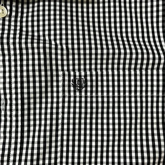 Chaps Stretch Black and White Checkered Men's Button Down Shirt - Picture 3 of 6